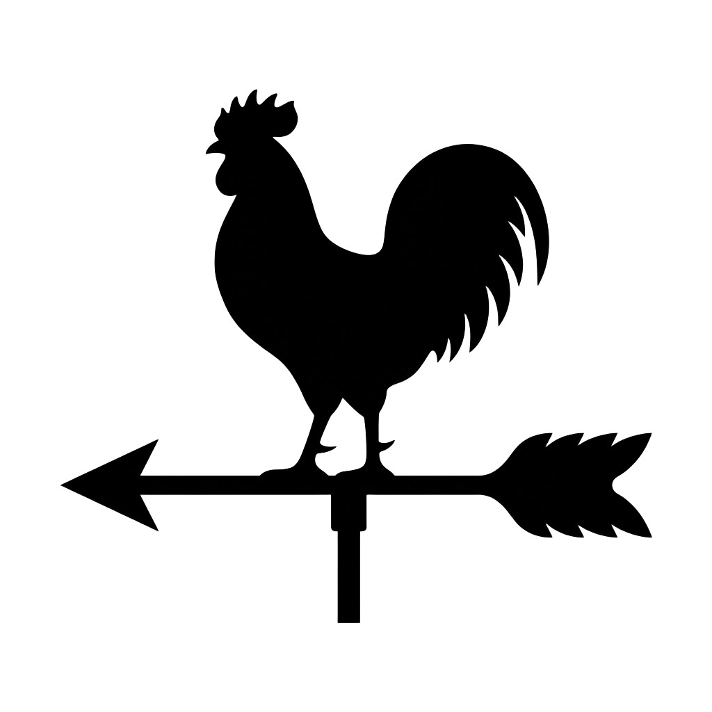 Over Yonder rooster weathervane logo